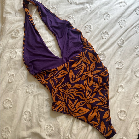 Zara Floral Print Halter Backless Bodysuit - Picture 2 of 2